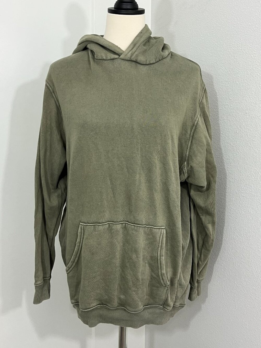 Aerie Small Sage Green Oversized Distressed Hoodie